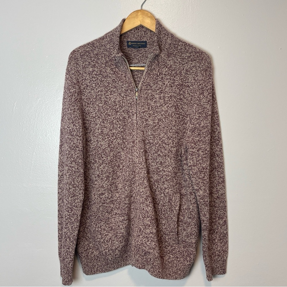 Brooks Brothers Italian Yarn Sweater Mens L  80%  Merino Wool Full Zip Cardigan